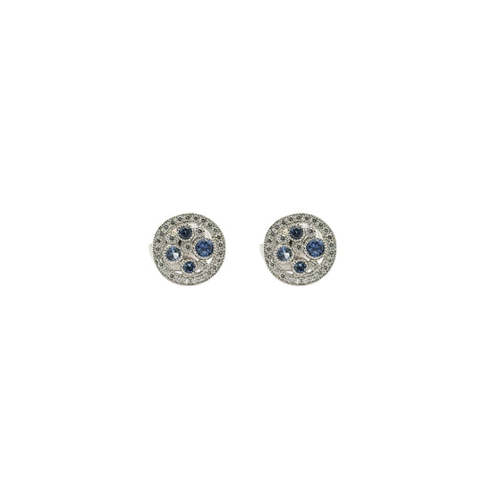 TIFFANY & CO. Cobblestone Montana Sapphire and Diamond Stud Earrings