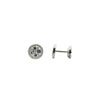 Front and side views of a Tiffany & Co. Cobblestone stud earring with Montana sapphires, diamonds, post, and La Pousette back