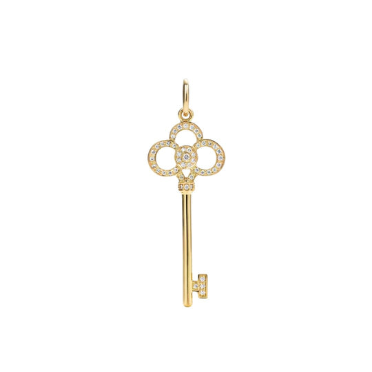 TIFFANY & CO. Diamond Crown Key Pendant 18K Yellow Gold