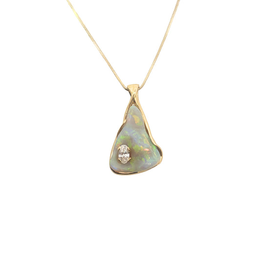 TIMOTHY FIDGE 14K Yellow Gold 10.80 Carat Opal and Diamond Necklace