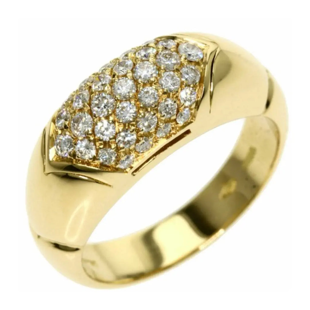 BVLGARI Diamond Pave Ring – 18k Yellow Gold, 1.20ctw, Size 5.5 Estate Collection