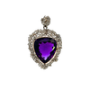 Front view of 19th-century pendant featuring large amethyst and platinum floral diamond surround.