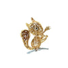Back view of vintage 16K yellow gold squirrel brooch showing openwork construction and pin mechanism