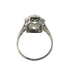 North–south Art Deco diamond and sapphire plaque ring in platinum with openwork gallery and engraved shank