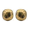 Pair of David Webb hammered 18k yellow gold dome earrings with swirling engraved details, bombe style, clip-on backs, circa 1960s–1970s.
