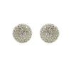 Pair of estate pavé diamond disc earrings in 14k white gold, each with 74 single-cut diamonds in slightly domed round design.