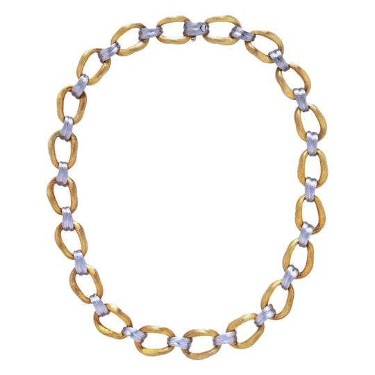 HENRY DUNAY Platinum Yellow Gold "Sabi" Link Necklace