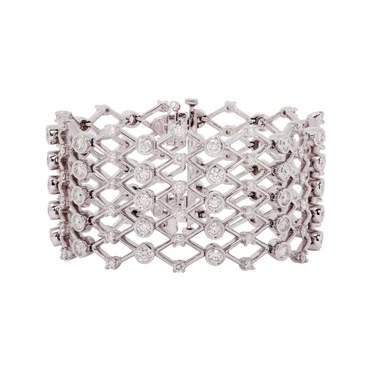 KWIAT 18K White Gold Lattice Diamond Bracelet, 11.00ctw