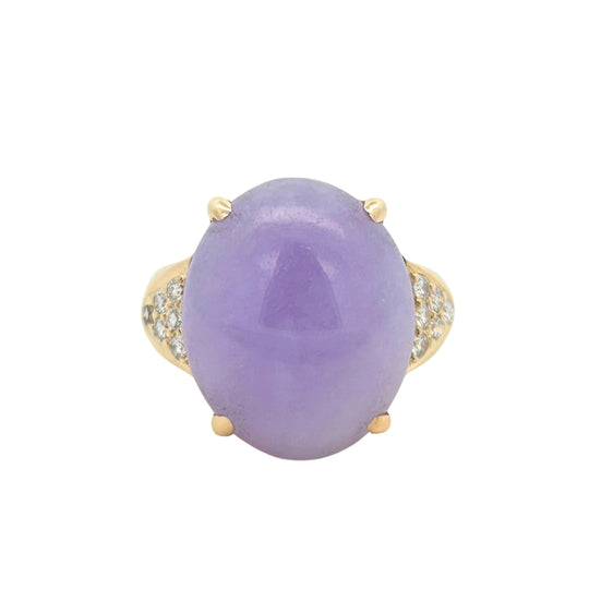 GUMP'S Lavender Jade 18k Yellow Gold Diamond Ring