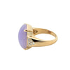 Side profile showing pavé diamond triangle detail and soft violet jade.