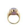 Under-gallery view of the ring revealing polished gold structure beneath the cabochon.