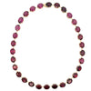 Victorian-inspired bar-set necklace with thirty oval rhodolite garnets in 14k yellow gold.