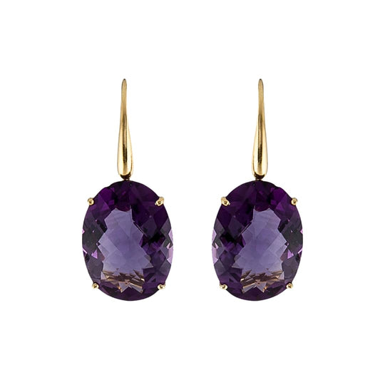 ROBERTO COIN Amethyst Drop Earrings – 18k Yellow Gold Oval Gemstones