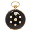 Case back with seven bezel‑set diamonds in black enamel.