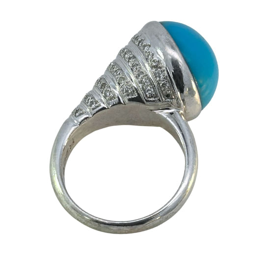 Turquoise Cabochon Cone Ring Diamond Accents
