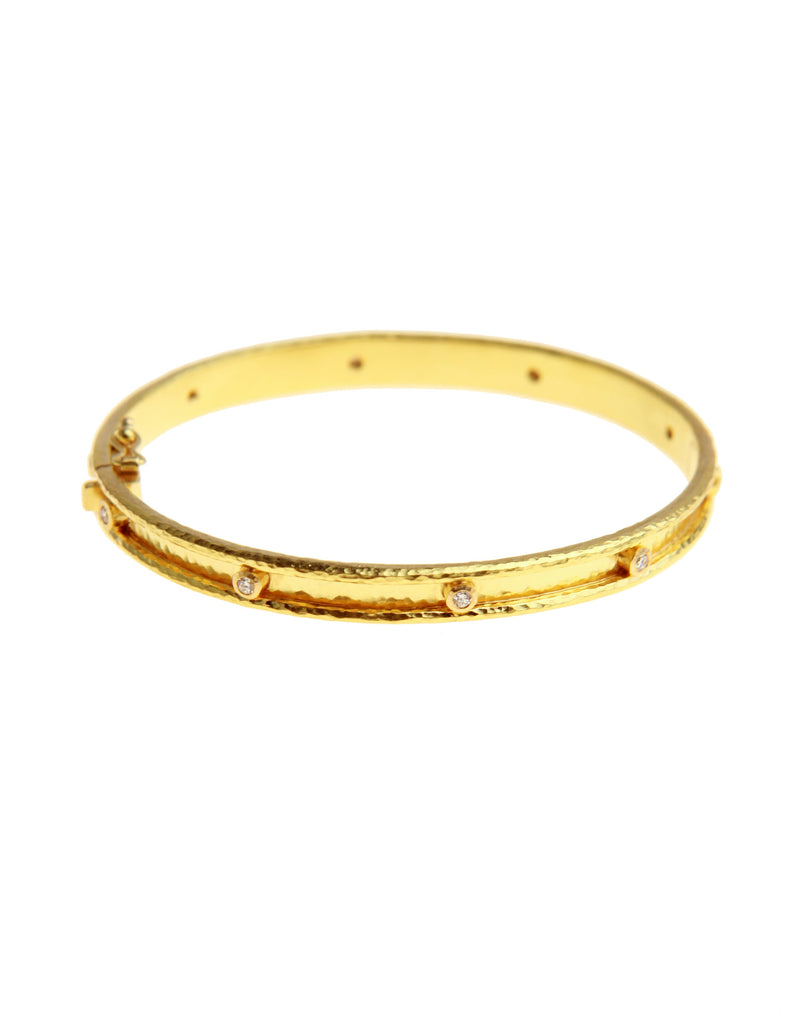 Narrow and Flat Diamond Bangle Bracelet Elizabeth Locke Collection