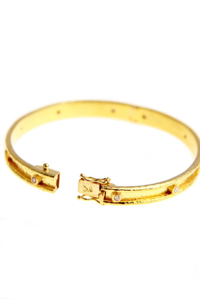 Narrow and Flat Diamond Bangle Bracelet Elizabeth Locke Collection
