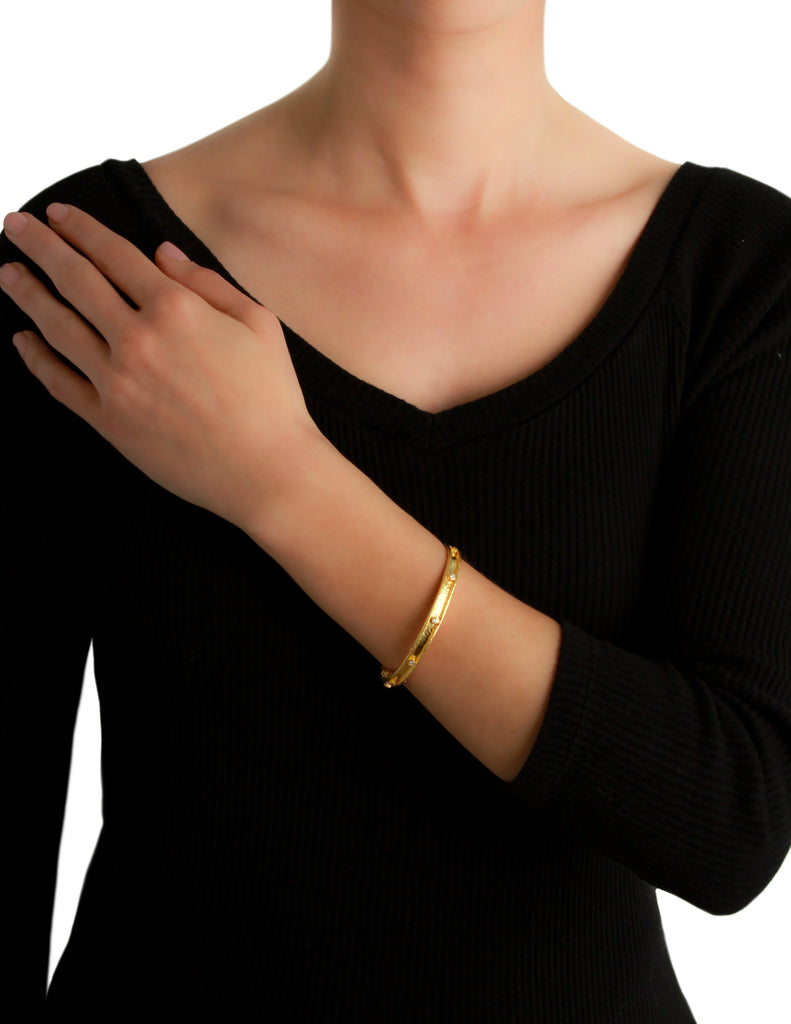 Narrow and Flat Diamond Bangle Bracelet Elizabeth Locke Collection