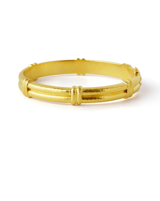 Banded Hammered Gold Bangle Bracelet