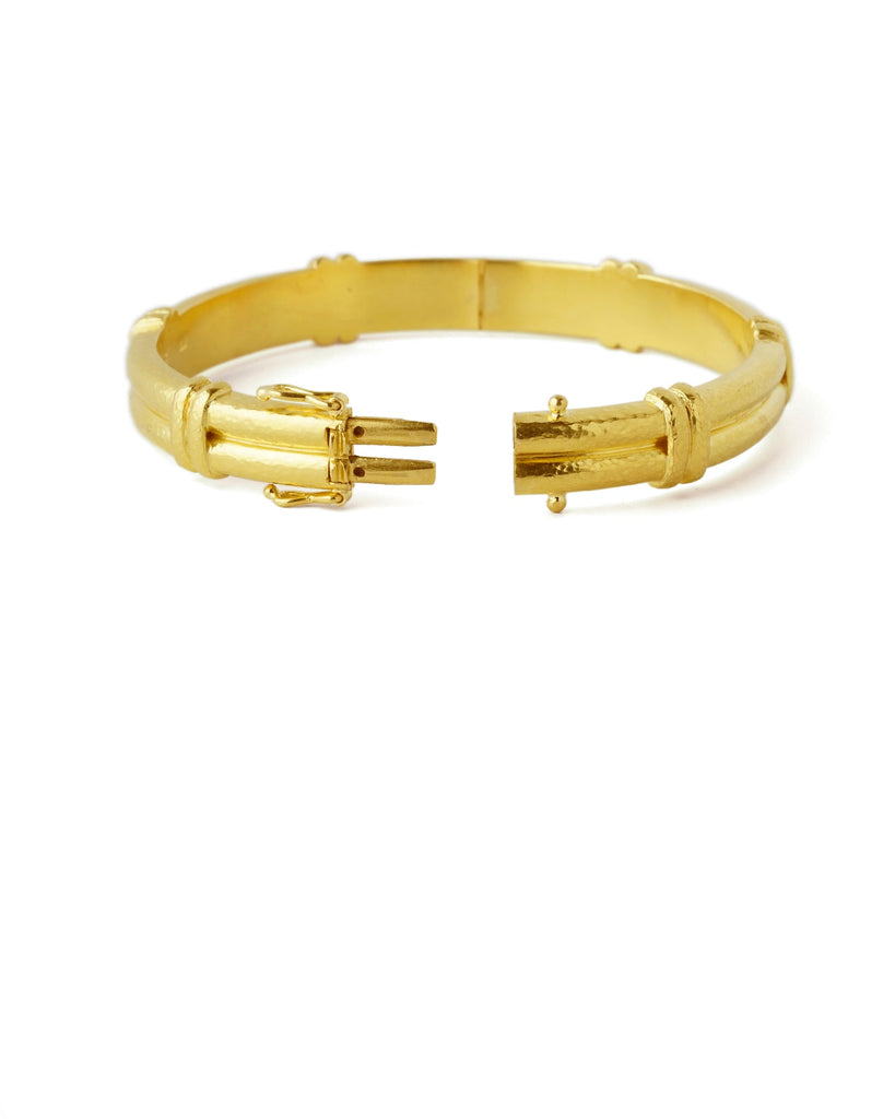 Banded Hammered Gold Bangle Bracelet Elizabeth Locke Collection