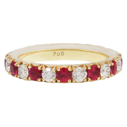 Alternating Round Ruby and Diamond Band