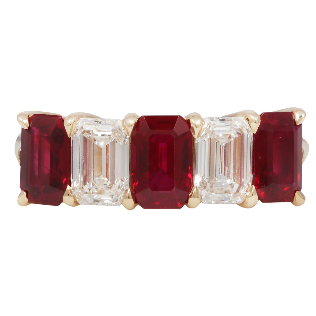 Emerald-cut Burma Ruby and Diamond Band The Gleim Collection
