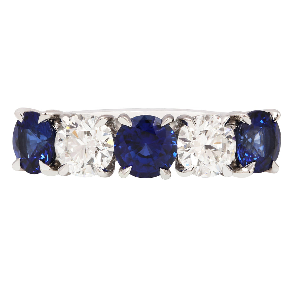 Round Sapphire and Diamond Platinum Band The Gleim Collection