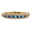 Turquoise and Lapis Lazuli Cabochon Hinge Cuff Diamond Bracelet Estate Collection
