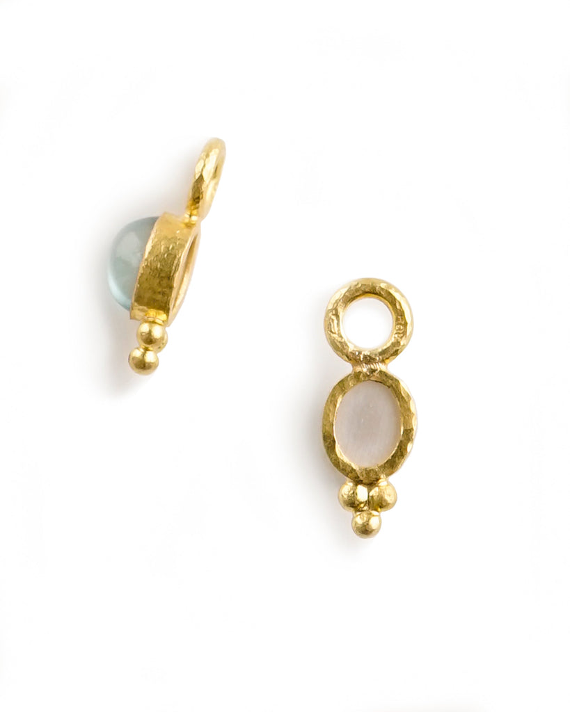 Oval Aquamarine Cabochon Earring Pendant Elizabeth Locke Collection