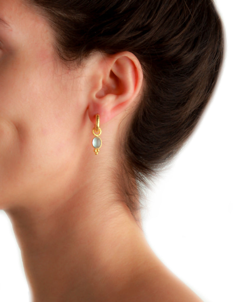 Oval Aquamarine Cabochon Earring Pendant Elizabeth Locke Collection