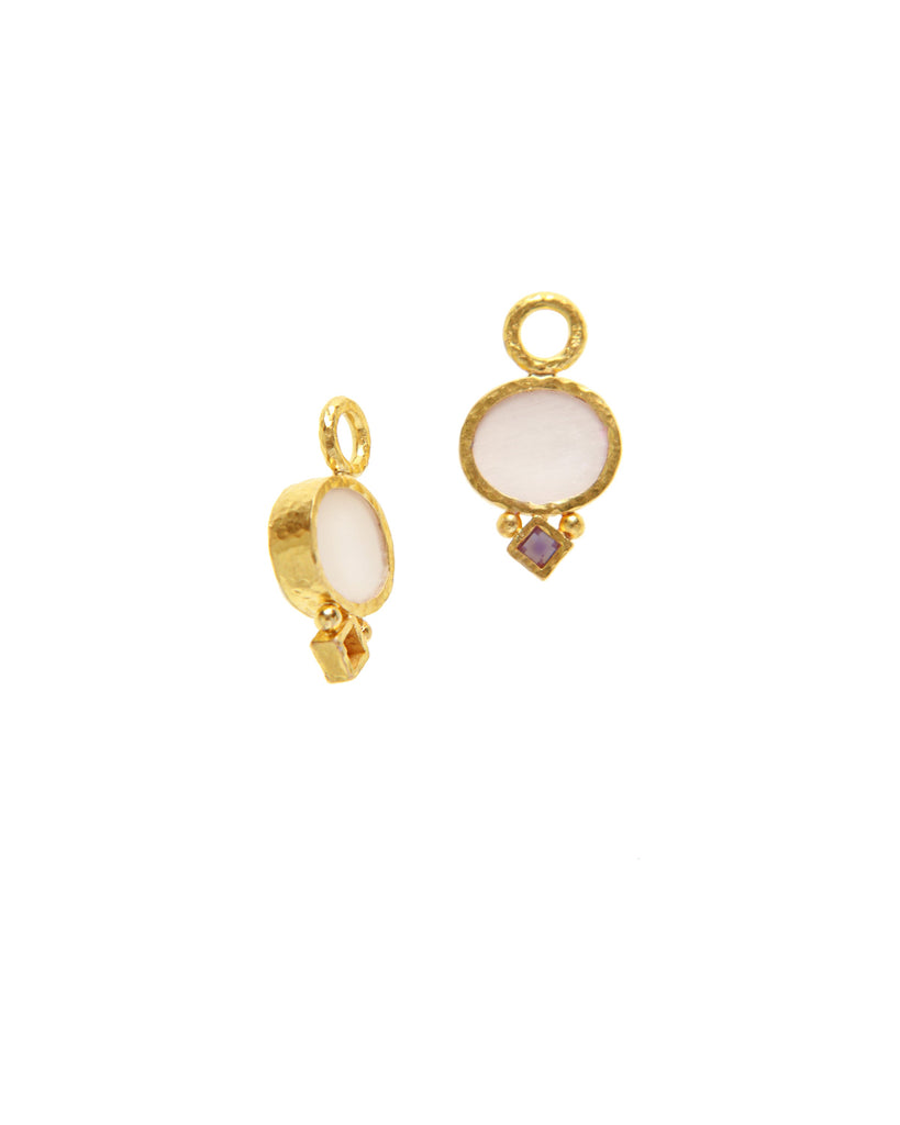 Mulberry Venetian Glass Dolphin Intaglio Earring Pendants Elizabeth Locke Collection