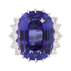 Cushion-cut Tanzanite with Semi-Diamond Halo Cocktail Ring Estate Collection