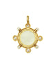 Cerulean Venetian glass intaglio pendant with mother-of-pearl backing and hinged 19k yellow gold bail, back view