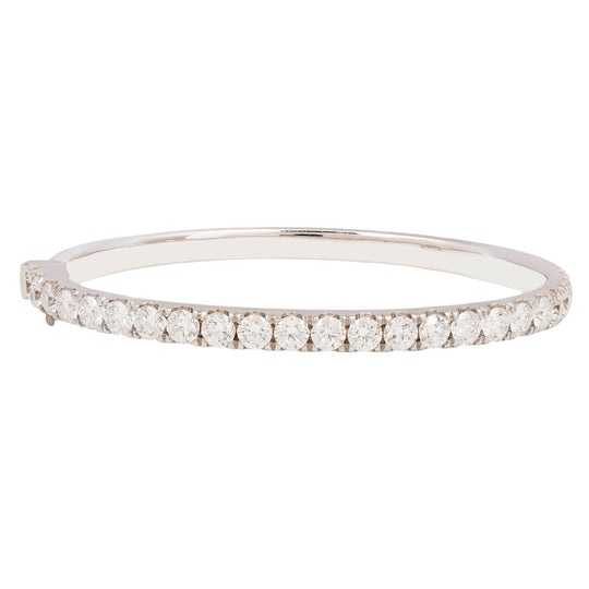 Ideal-cut Diamond Hinged Bangle Bracelet