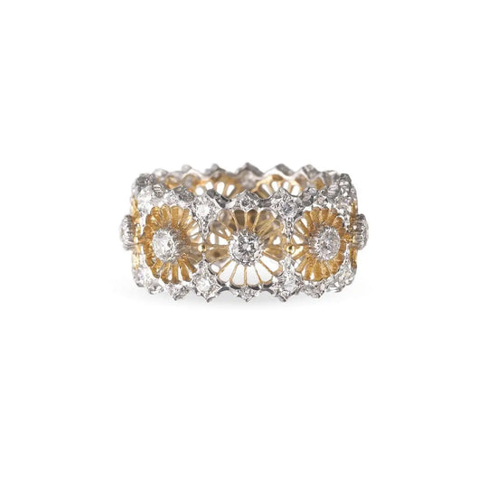 Tulle Raggiera Eternelle Ring in Yellow and White Gold with Diamonds by Buccellati
