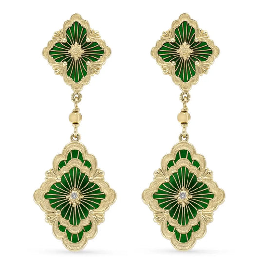 OPERA Tulle Green Enamel Drop Earrings