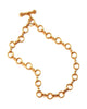 Hammered 19k yellow gold diamond Celtic link necklace with toggle closure, full view
