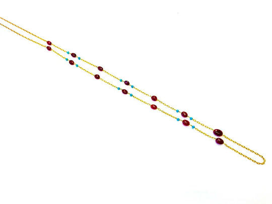 Beyond Red Spinnel Tumbled Turquoise Bead Necklace