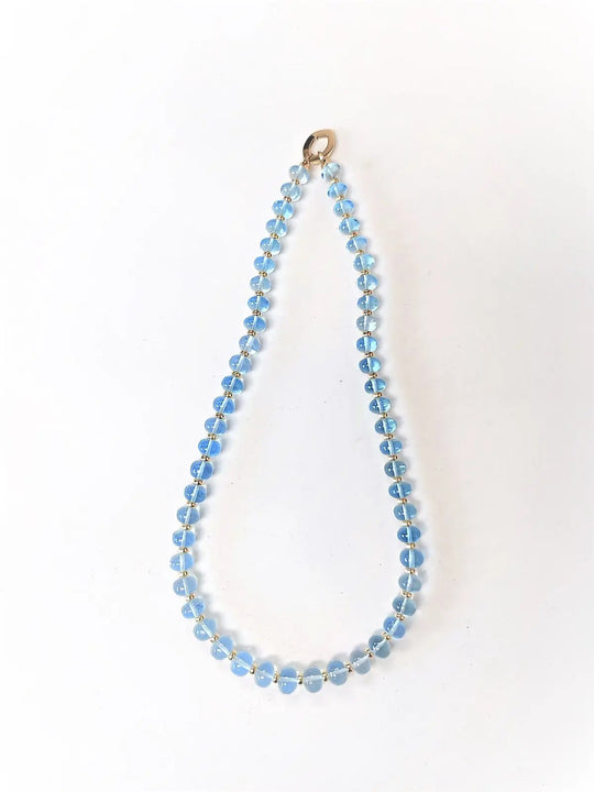 Beyond Single Strand Blue Topaz Round Bead Necklace