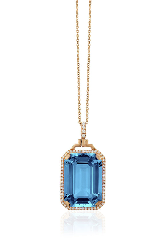 Gossip Emerald-cut London Blue Topaz Pendant
