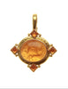 Light Amber Venetian Glass Intaglio Goddess with Chariot Pendant Elizabeth Locke Collection