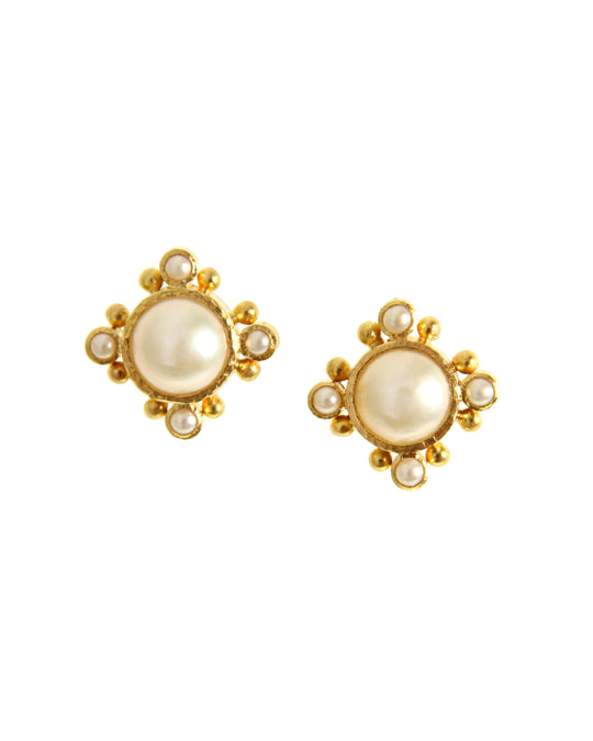 Mabe Pearl and Granulation Earrings