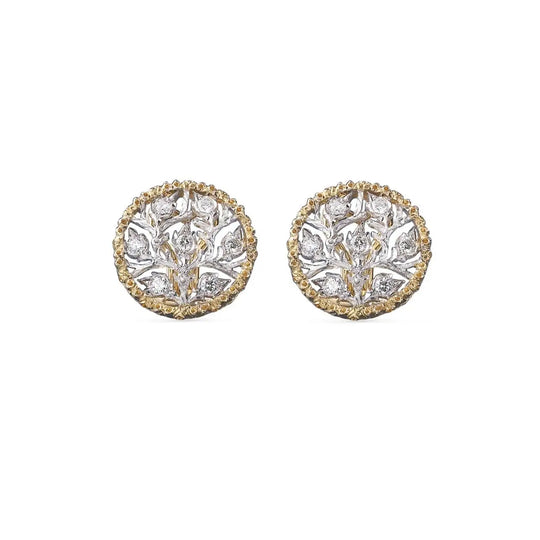 RAMAGE Two-tone Diamond Button Earrings