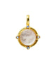 Rock crystal Queen Bee intaglio pendant with moonstone gemstones and 19k yellow gold granulation, front view